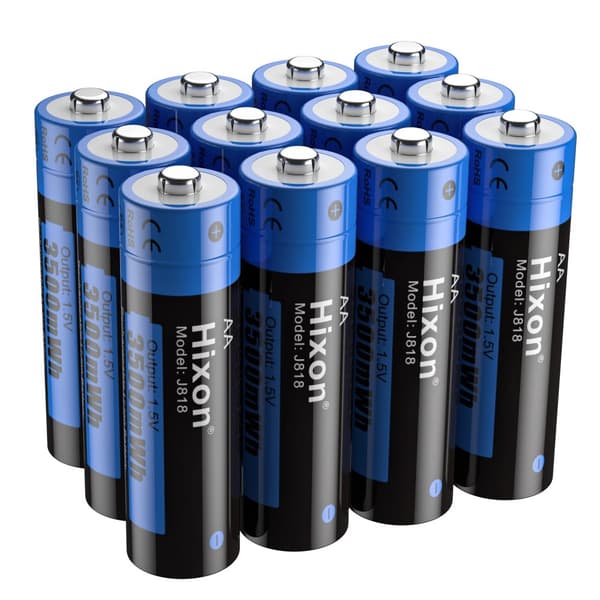 Hixon Li-Ion genopladelige AA-batterier, 3500mWh kapacitet, hurtig opladning 1,5V,1,5V, 12PC Batteri