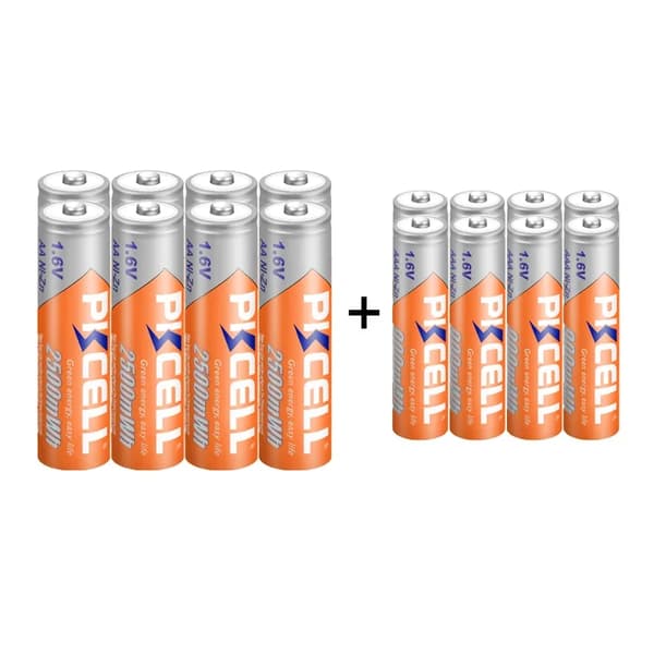 PKCELL Ni-Zn genopladelige batterier, 2500mWh AA kapacitet, 900mWh AAA kapacitet,1,6V