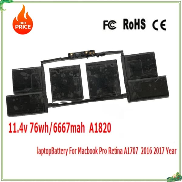 A1820 Laptopbatteri, 11.4V Spänning, 6667mAh Kapacitet, Li-Polymer Typ