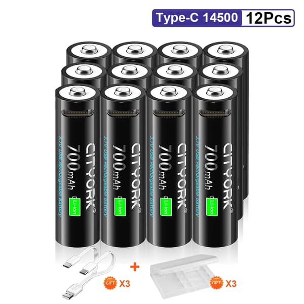 14500 Ladattava Akka, 700mAh Kapasiteetti, Nopea Lataus,12 kpl paristot