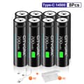 Miniatyrbillede 2 af 2: 14500 Genopladeligt Batteri, 700mAh Kapacitet, Hurtig Opladning,8 stk. Batterier