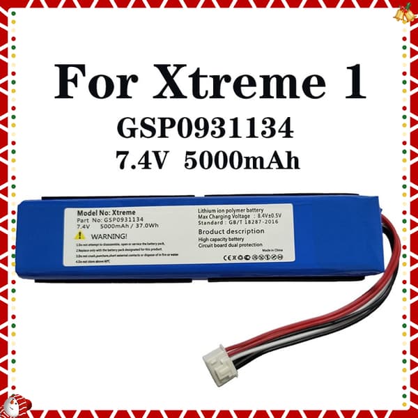 JBL XTREME Bluetooth-kaiutinakku, 5000mAh kapasiteetti, Li-Ion-tyyppi,5000mAh