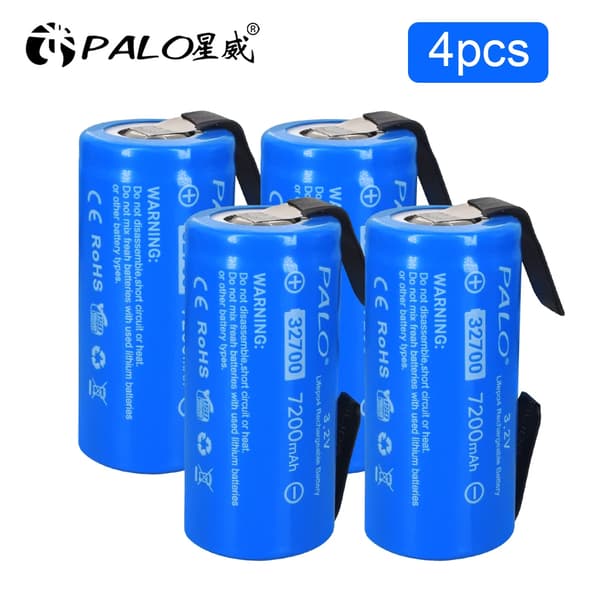PALO 32700 LiFePO4-batteri, 7200mAh kapacitet, 3,2V spænding,4 stk