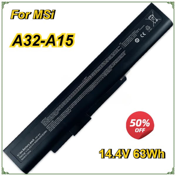 Laptopbatteri, 8 celler, 4400mAh kapacitet, 14.4V spænding