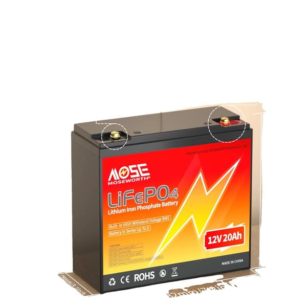 LiFePO4 Lithiumbatteri, 12V 50Ah kapacitet, letvægtsdesign,12V 20Ah