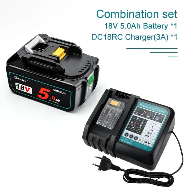 Waitley 18V Batteri, 5Ah Kapacitet, Li-Ion Teknik,Kombinationsuppsättning A