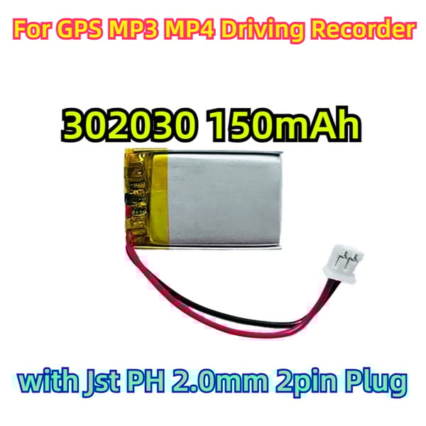 GPS MP3 MP4 Körningsinspelare Batteri, 150mAh Kapacitet, Kompakt Storlek,302030-150mAh 10st, 3,7V