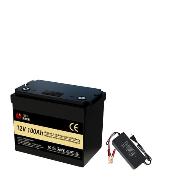 LiFePO4 12V 100Ah Batteri, 6000 Cyklus Liv, LCD Skærm,12V100AH-Oplader
