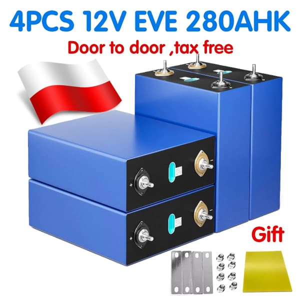 LiFePO4-batteri, 280AH kapacitet, 6000 cyklusliv,4STK 280K 12V