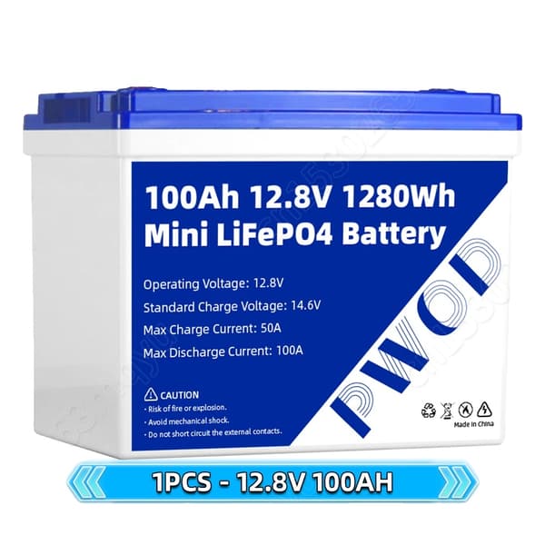 LiFePO4-batteri, høj kapacitet 100Ah, lang cykluslevetid 6000+,12V 100AH-1STK