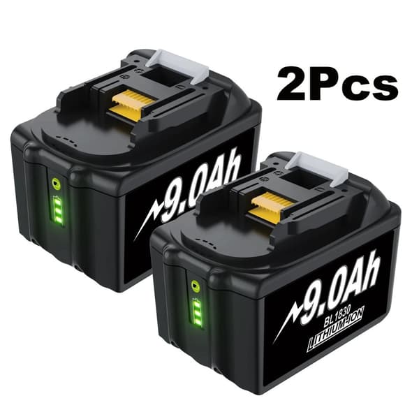 Genopladeligt batteri, 6,0Ah eller 9,0Ah kapacitet, 18V spænding,2 stk. 9,0 Ah batteri