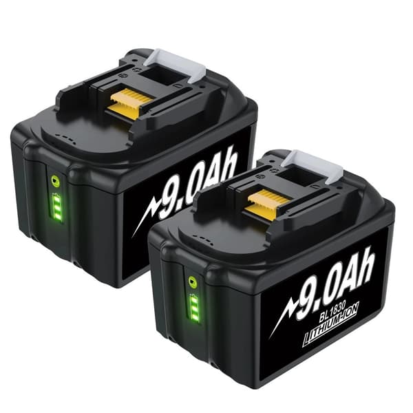 Genopladeligt batteri, 6,0Ah eller 9,0Ah kapacitet, 18V spænding,2 stk. 9,0 Ah batteri