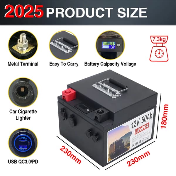 Lithium Jern Fosfat Batteri, 60Ah Kapacitet, IP65 Beskyttelse,12V50AH-a