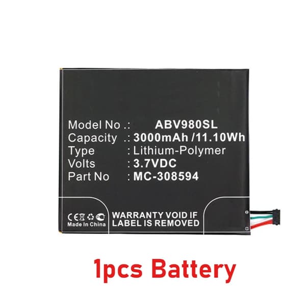 ABV980SL Ladattava Akka, 3000mAh Kapasiteetti, Litium-Polymeeri Teknologia,1 kpl akku