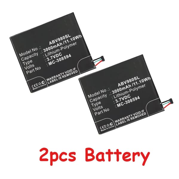 ABV980SL Ladattava Akka, 3000mAh Kapasiteetti, Litium-Polymeeri Teknologia,2 kpl akkua