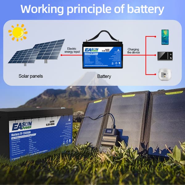 Easun Power Lifepo4 -akku, 6000 latausjaksoa, kevyt muotoilu,12V 100AH