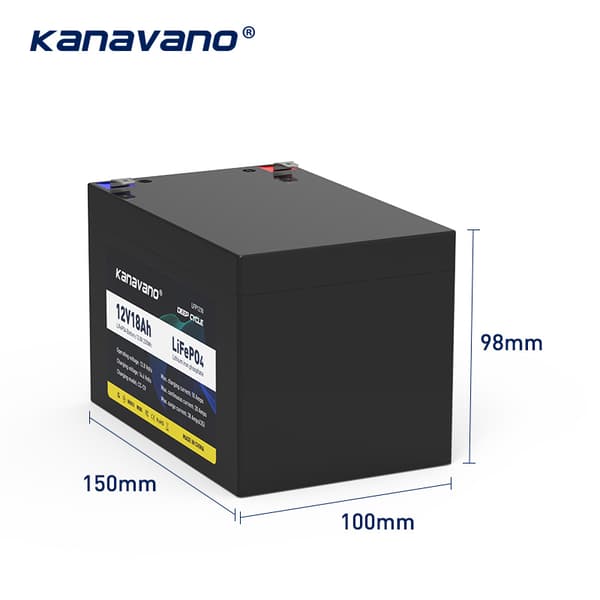 Kanavano Lifepo4 Batteripack, 12.8V 18Ah, Lång cykellivslängd,12,8V 18Ah