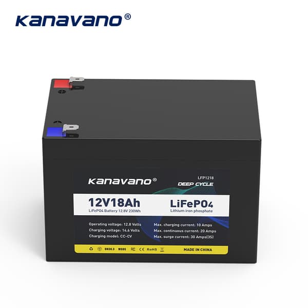 Kanavano Lifepo4 Batteripack, 12.8V 18Ah, Lång cykellivslängd,12,8V 18Ah