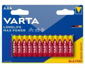 Batteri LR03 Varta Longlife Max Power 1,5V AAA B8+4