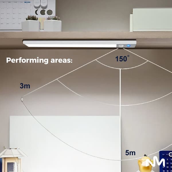 Sladdlös skåplampa, 2 st - 30 cm - Sunmatic - LED-lampor med rörelsesensor - USB-C uppladdningsbar, 3 färger och dimbar, 90LM - Belysning för garderob