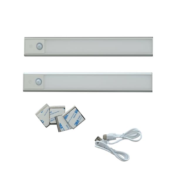 Sladdlös skåplampa, 2 st - 30 cm - Sunmatic - LED-lampor med rörelsesensor - USB-C uppladdningsbar, 3 färger och dimbar, 90LM - Belysning för garderob