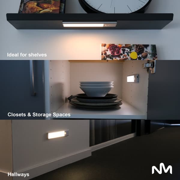 Sladdlös skåplampa - 40 cm - Sunmatic - LED-lampor med rörelsesensor - USB-C uppladdningsbar, 3 färger och dimbar, 120LM - Belysning för garderober, k