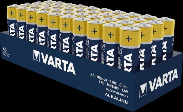 VARTA batteri med lång livslängd AA Mignon Paket med 40 batterier i fackförpackning