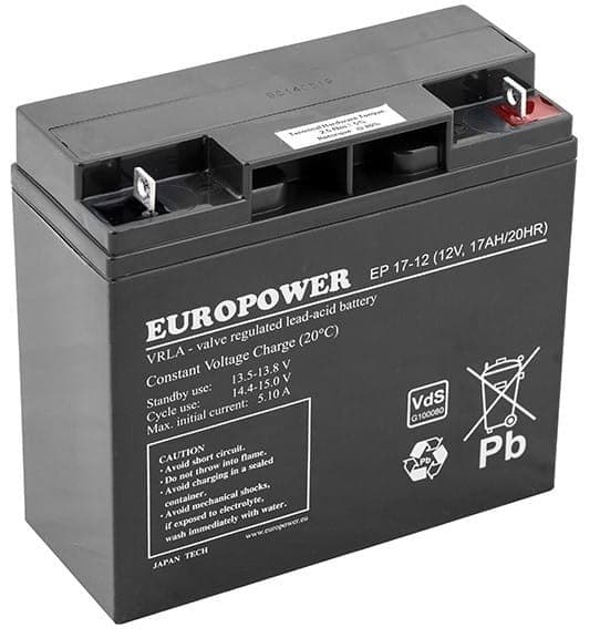 EUROPOWER EP-serien AGM-batteri 12V 17Ah (levetid 6-9 år)