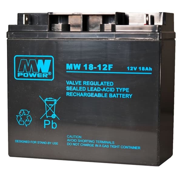 MPL MW POWER MW 18-12F UPS-batteri Blyakkumulator AGM Vedligeholdelsesfri 12 V 18 Ah Sort