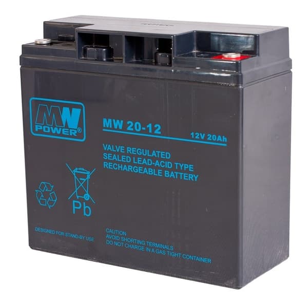 MPL MW POWER MW 20-12 UPS-batteri Blyakkumulator AGM Vedligeholdelsesfri 12 V 20 Ah Sort