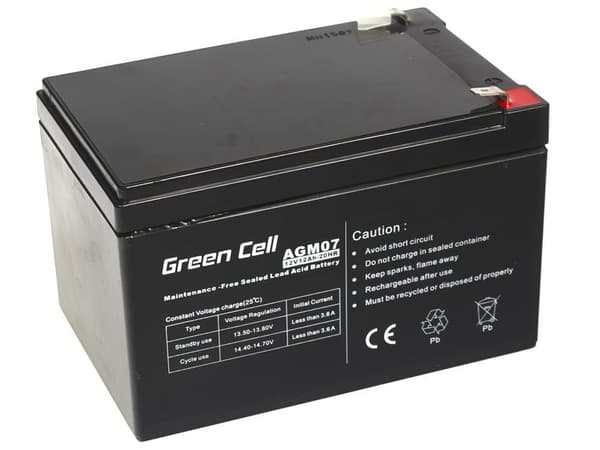 GRØNT CELL GELBATTERI AGM07 12V 12AH