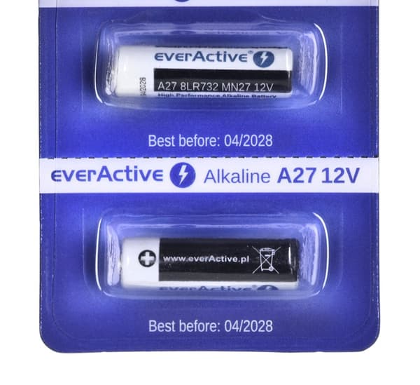 5 x alkaliske batterier everActive 27A 12V - blisterpakning med 5 stk.