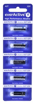 Miniatyrbillede 1 af 4: 5 x alkaliske batterier everActive 27A 12V - blisterpakning med 5 stk.