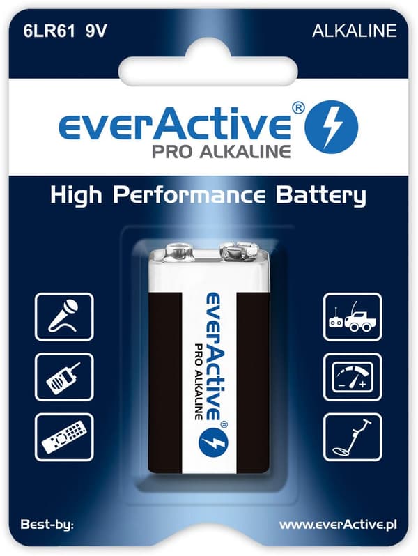 Alkalisk batteri 6LR61 9V (R9*) everActive Pro
