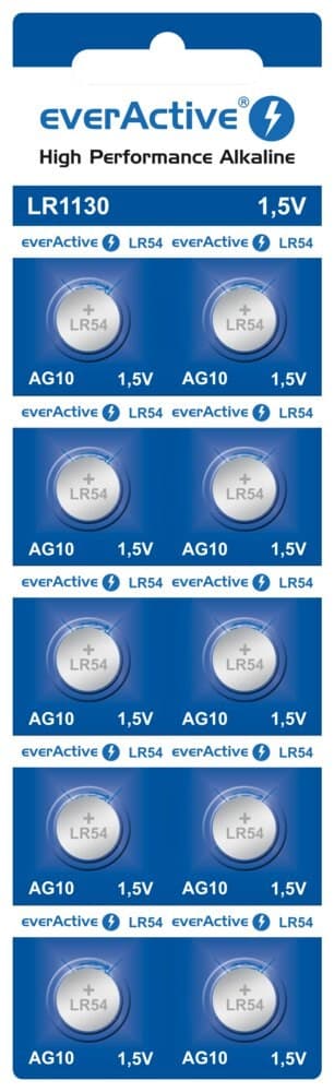 Mini alkaliske batterier everActive G10 LR1130 LR54 10 stk.
