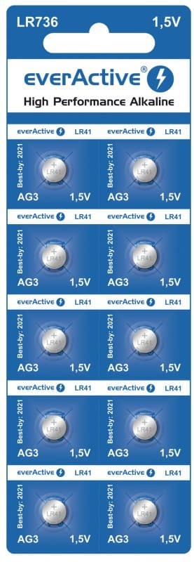 Mini alkaliske batterier everActive G3 LR736 LR41 10 stk.