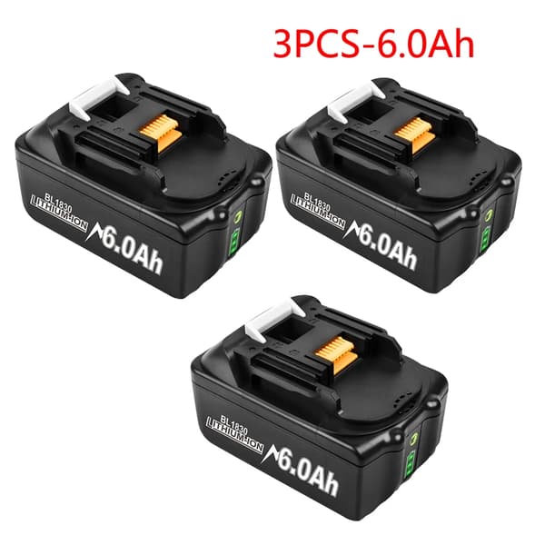 18V-batteri, 6Ah kapacitet, förbättrade säkerhetsfunktioner,3 batteri 6.0Ah