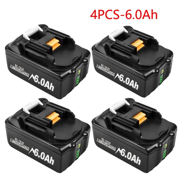 18V batteri, 6Ah kapacitet, forbedrede sikkerhedsfunktioner,4 batteri 6.0Ah