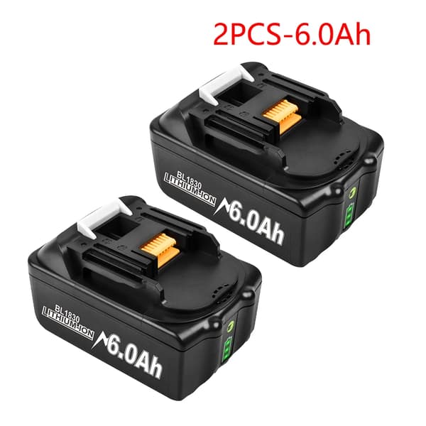 18V-batteri, 6Ah kapacitet, förbättrade säkerhetsfunktioner,2 batteri 6.0Ah