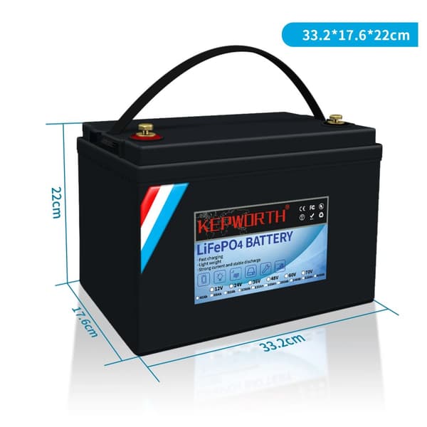 LiFePO4 Dybcyklusbatteri, 12V 100Ah kapacitet, maksimalt 6000 cykler,12V 100Ah