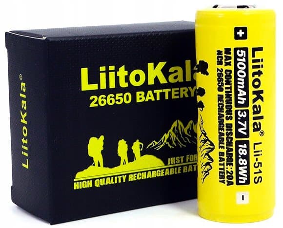 Akkumulator battericelle LiitoKala Lii-51S PCB 3,7 V 5100 mAh 26650
