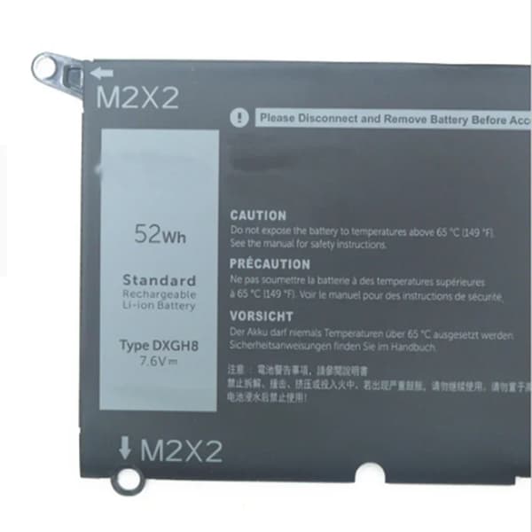 DXGH8 Laptopbatteri, 7.6V spænding, 52Wh kapacitet,DXGH8