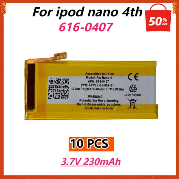 Vaihtosarja, 230mAh kapasiteetti, 10 kpl akkua,10 kpl paristoja