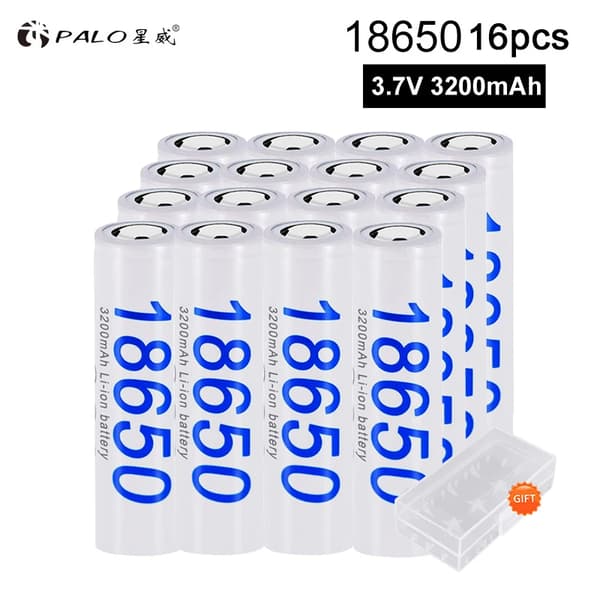18650 Li-ion batteri, høj kapacitet 3200mAh, alsidig til lommelygter,16batteri