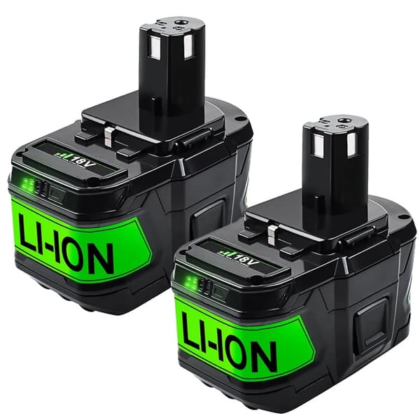 Ryobi 18V Vaihtobatteri, Saatavana 6000mAh ja 9000mAh, Li-ion Teknologia,2 kpl 9,0 Ah