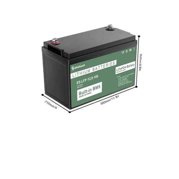 LiFePO4-batteri, 12,8V 100AH, 1280WH energi,12,8V 100AH 1280WH