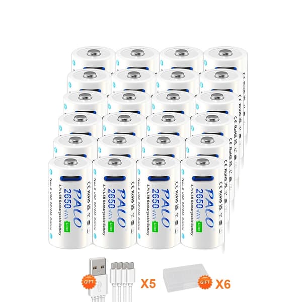 CR123A genopladeligt batteri, 3,7V spænding, 2650mWh kapacitet,24stk batteri