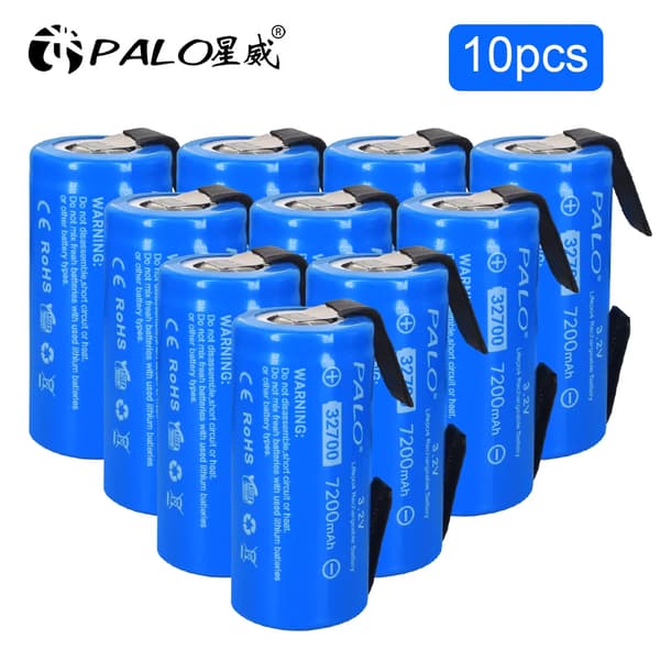 PALO 32700 LiFePO4-batteri, 7200mAh kapacitet, 3,2V spænding,10 stk