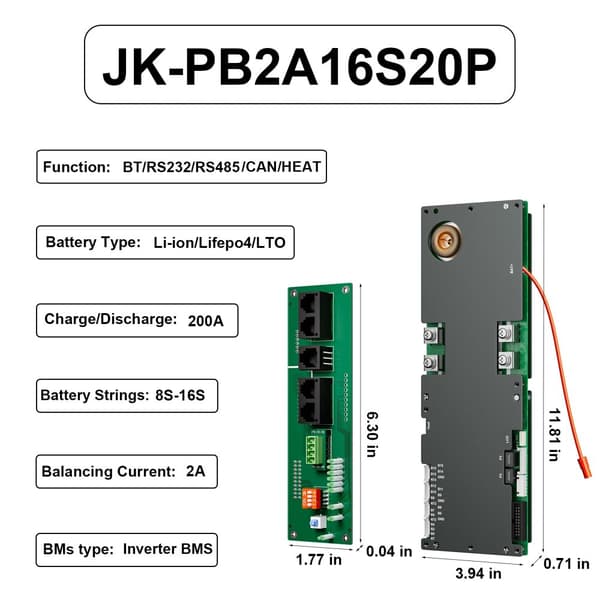 Batteristyringssystem, Aktiv Balancering, Bluetooth Kommunikation,JK-PB2A16S20P