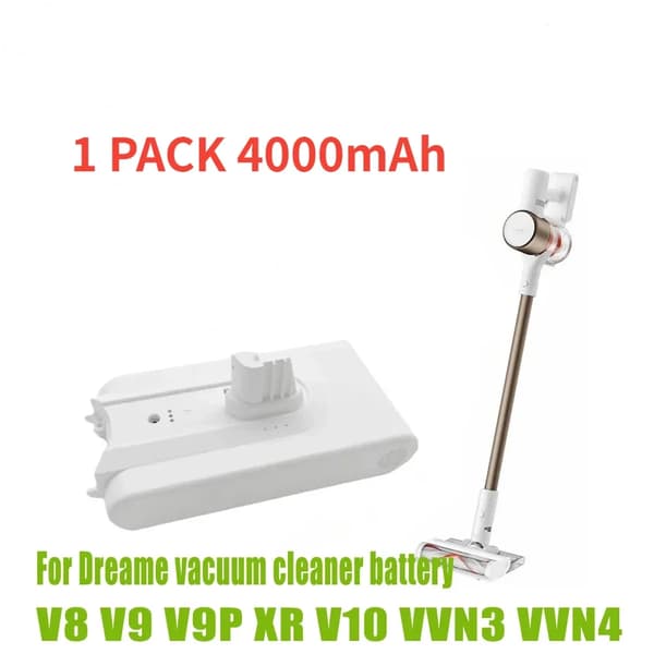 Erstatningsbatteri til Dreame støvsuger, 3500/4000mAh kapacitet, kompatibel med V8 V9 V9P XR V10 VVN3 VVN4,1 PAKKE 4000mAh